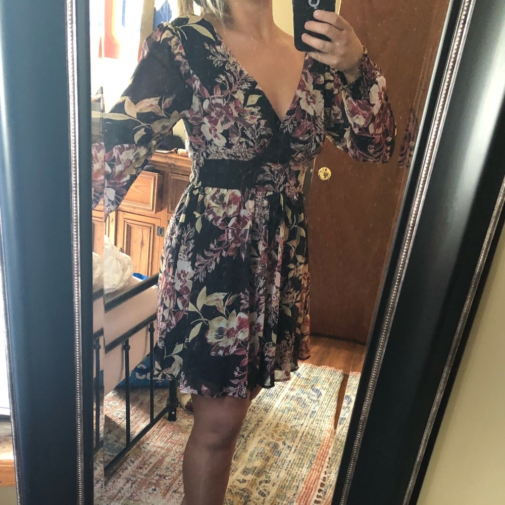 Long sleeve floral fall print dress